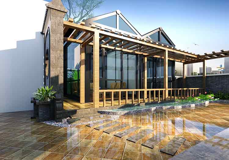 楼顶小庭院景观设计效果图