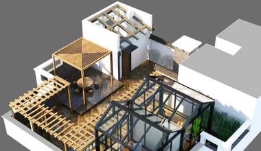 楼顶小庭院景观设计效果图